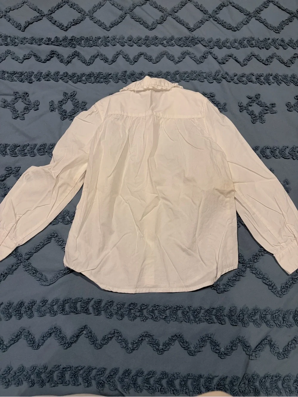 Ralph Lauren White Cotton Ruffled Collar Blouse